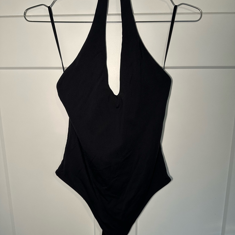 Babaton Black Halter Bodysuit